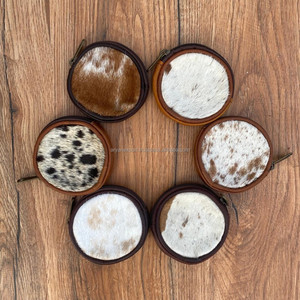 Monedero de piel de vaca auténtica, Cartera de mano elegante, monedero de cuero de forma redonda, estilo occidental, embrague Unisex, monedero - Product Image 4