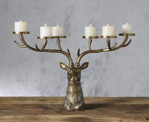 Vente en gros de bougeoirs à 6 lumières en forme de cerf bougeoirs multiples de style fermier avec décoration en métal et en bois au design de cerf faite à la main - Product Image 2