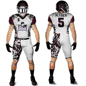 Tenue de football américain de niveau professionnel, ensemble complet rouge court comprenant un maillot et un pantalon, 100% polyester respirant à séchage rapide, conçu - Product Image 2