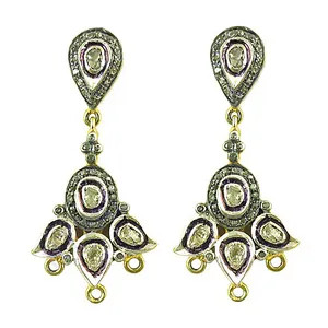 Boucles d'oreilles en forme de larme plaquées or avec diamants, bijoux de mode pour femmes - Product Image 1