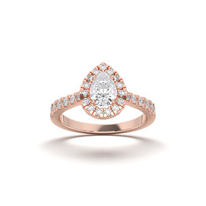 Anillo de compromiso de Halo de diamante de moissanita de 0,39 quilates de quilates, corte redondo y pera, hecho en plata de ley para mujer - Product Image 1