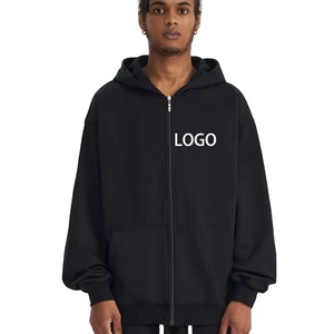 Sweat à capuche non tissé zippé imprimé de logo personnalisé en gros Sweatshirts Hip Hop Streetwear surdimensionnés lourds pour hommes pour l'hiver - Product Image 1