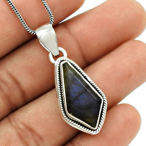 Labradorita Natural piedra preciosa ataúd en forma de lujo delicado encanto colgante 925 plata esterlina hecha a mano joyería Bohemia al por mayor - Product Image 2