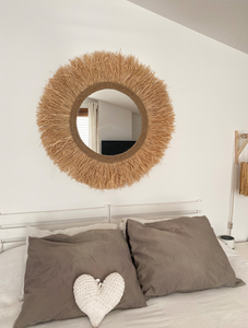 Espejo de forma redonda de Material natural de Vietnam ecológico de la mejor calidad de tendencia superior con flecos - Product Image 3