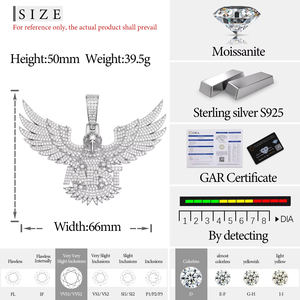 จี้ฮิปฮอปสำหรับผู้ชายและผู้หญิงประดับเพชรโมอิส925รูปตัวอักษรสีเงินและเพชรแบบกำหนดเอง - Product Image 4