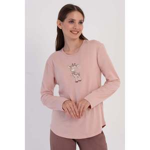 KADIN P.SUPREM O YAKA UZUN KOL ETEGI OVAL PIJAMA TAKIM - ชุดนอนโอวัลสีชมพูอ่อน - สีชมพูอ่อน - Product Image 1