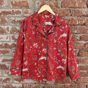 Ensemble de pyjama en coton à imprimé floral Vêtements de nuit respirants avec fermeture à cordon pour toutes les saisons - Product Image 1