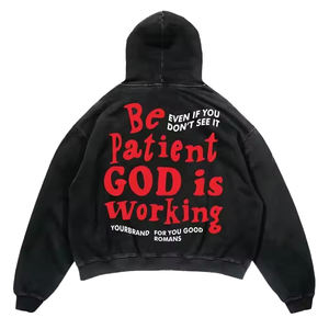 Vintage 450 GSM Heavy Weight 100% Algodón Lavado Sudaderas personalizadas con cremallera Sudadera con capucha y serigrafía para hombres para el invierno - Product Image 1