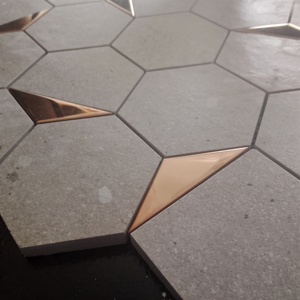 DreamSpaces Azulejo de mosaico de cerámica hexagonal de 73mm en oro rosa PVD Mate interior para salpicaduras de cocina y paredes de acento de baño - Product Image 5