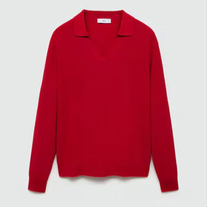 Jersey de punto de algodón 100% personalizado para hombre, suéter de manga larga con cuello de Polo, patrón transpirable, tamaño libre para otoño, invierno, verano, U - Product Image 1