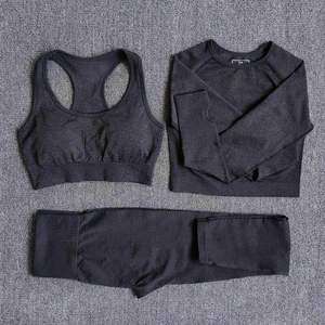 2025 nuevos conjuntos de entrenamiento para mujer con patrón sólido Pop, ropa de gimnasio de alta calidad, camisetas y pantalones de Yoga - Product Image 2