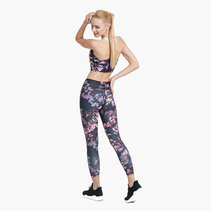 Vente en gros OEM vêtements de fitness et d'entraînement taille haute pour dames soutien-gorge de gymnastique sublimé leggings logo personnalisé deux pièces taille élastique de yoga - Product Image 6