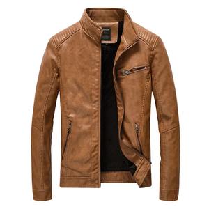 Chaqueta de cuero con capucha para hombre, chaqueta de cuero cálida informal de corte ajustado para otoño e invierno, con forro de lana y gruesa. - Product Image 1