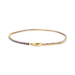 Délicat 100% véritable coupe ronde bleu saphir mince chaîne Bracelet pour unisexe réel K14 or jaune vêtements quotidiens bijoux pour femmes - Product Image 3