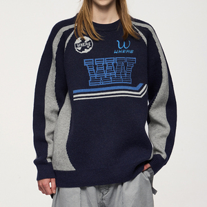 Pull en maille jacquard color block Streetlab pour homme, col rond, automne-hiver, avec logo personnalisé - Product Image 3