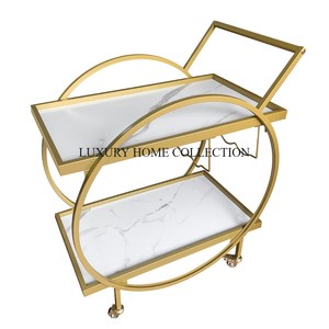 Gran Venta de carrito de servicio de metal de estilo moderno con ruedas perfecto para fiestas en casa, cafés y restaurantes al mejor precio - Product Image 3