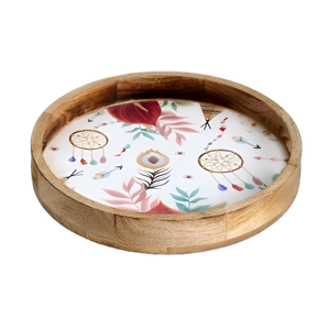 Plateau en émail de forme ovale de haute qualité traditionnel, plateau de service en bois massif personnalisé pour la maison, le restaurant, l'utilisation du Ramadan - Product Image 5