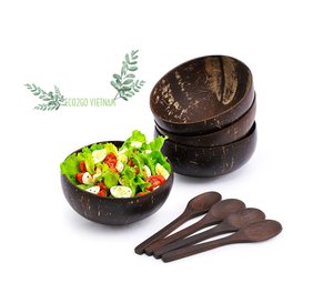 Vente chaude 2025 bol en coquille de noix de coco biodégradable et naturel avec cuillère petit logo Laser gravé fabriqué au Vietnam - Product Image 4