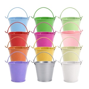 Juego de 4 cubos de Metal de Color esmaltado con asa para el hogar, decoración de jardín al aire libre, maceta de flores, cubos multiusos - Product Image 2