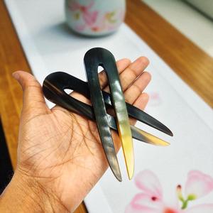 Épingles à cheveux en corne de buffle polie pour femmes, bâton de coiffure en corne de bœuf, accessoire naturel - Product Image 4