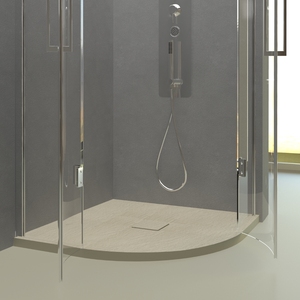 Scatola doccia in resina di marmo Beige olmo forma curva H 4cm dimensione vassoio doccia 80x80 xh4cm 80x80 xh4cm - Product Image 1