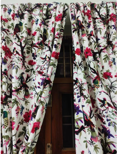 Customizable Luxury <b>White</b> <b>Velvet</b> <b>Curtains</b> Boho Bird Print Vintage Style Cotton Drapes for Living Room and Bedroom Decor - Product Image 3