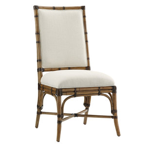 Twin Palms Summer Isle Silla lateral tapizada de madera maciza Muebles para el hogar de cuero ligero para salas de estar Restaurantes Oficina en el hogar - Product Image 1