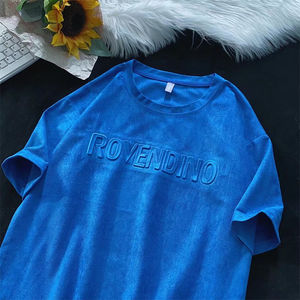 Camisetas lisas de moda para hombre personalizadas, camisetas de algodón de manga corta con logotipo en relieve de cuello redondo para hombre - Product Image 5