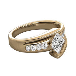 แหวนหมั้นเพชรทรงกลมและทรงเจ้าหญิงสำหรับเธอ - Product Image 3