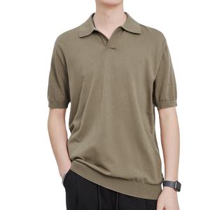2025 Simple tricoté à manches courtes T-shirt été nouvelle couleur unie design chemise hommes 2025 - Product Image 1