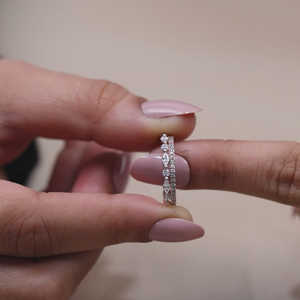 Double Row Eternity Wedding Band with <b>Emerald</b> Cut Lab Grown Diamonds Yellow Gold Bezel <b>Set</b> <b>Jewelry</b> IGI Certified - Product Image 3