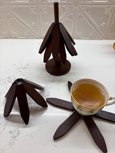 Sous-verres et dessous-de-plat en bois de qualité supérieure pour Thanksgiving, résistants à la chaleur, pliables, avec finition polie et peinte - Product Image 4