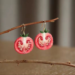 Pendientes de cuentas hechas a mano de algodón de forma ovalada diseño ligero de estilo Budista para uso en fiesta de Navidad - Product Image 1