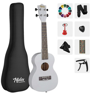 23 Inch White Concert Ukulele <b>Kit</b> with Bag, Strap, Picks & Method <b>Book</b> | Midex UKX-233WH - Product Image 1