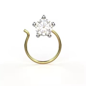 18k Or Jaune Certifié Solitaire Lab Groen Diamant Épingle de Nez Porter Tous Les Jours Conception Florale Fine Piercing Bijoux Pour Femmes - Product Image 4