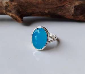 แหวนเงินสเตอริ่งชุบเคลือบสีธรรมชาติขนาด7x9มม. เครื่องประดับแฟชั่นทำมือแหวนเงินแท้สุด925 - Product Image 4