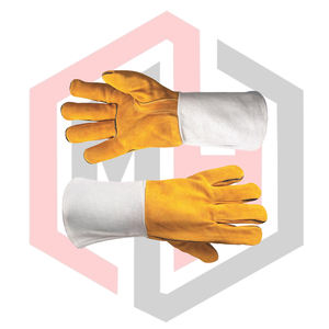 Industrial Safety Firefighting Welding <b>Gloves</b> Tig Mig Leather Grain Texture Knit Wrist Cuff 14 Inch <b>Silicone</b>-free Breathable - Product Image 6