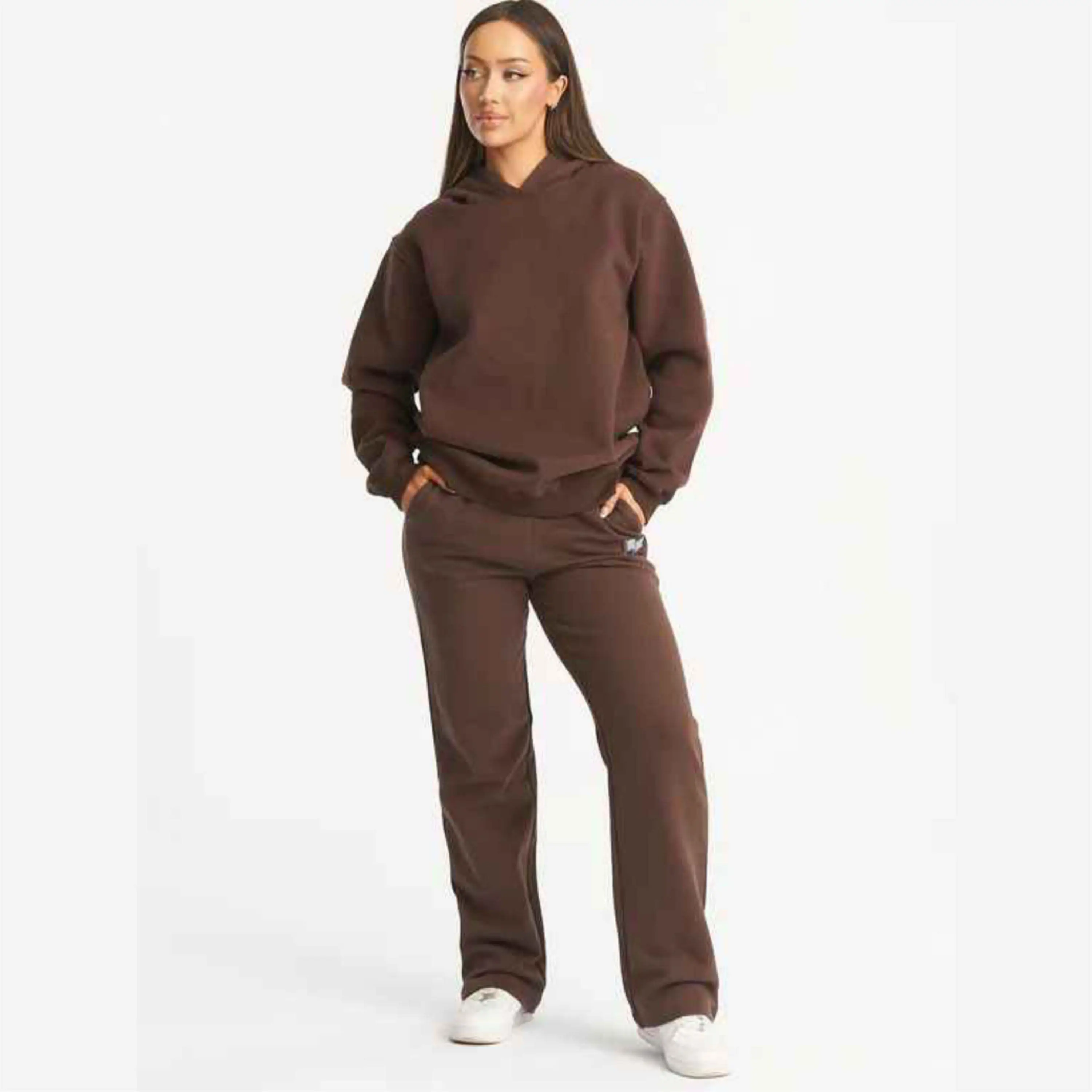 OEM Custom autunno abbigliamento donna spessi 2 pezzi Set tuta tuta tuta Jogger Set Set 3 pezzi abiti sudore pantaloni e felpa con cappuccio