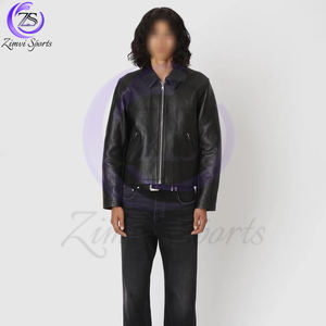 New Trendy Outerwear Warm Up Custom Made Classic Quality Adult Outer Wear Zipper Stylish Full Sleeve Pu <b>Leather</b> <b>Jacket</b> For <b>Men</b> - Product Image 2