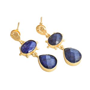 Modernos Pendientes de Piedras Preciosas con Gotas de Piedras Semipreciosas, Recubrimiento Dorado Brillante y Joyería de Calidad Artesanal - Product Image 1