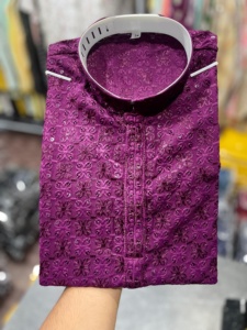 Ropa étnica tradicional india Pijama Kurta recto de alta calidad para adultos Impresión dibujada a mano para ropa de fiesta de boda - Product Image 2