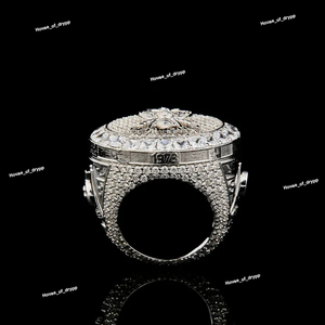 Bague ESTL Get Money Bee sertie de diamants, aspect moissanite, style hip-hop, bling, ton argent, bague statement pour homme et femme, à porter en soirée, cadeau - Product Image 4