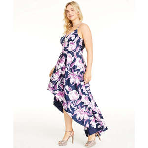 ชุดราตรีผ้าซาตินลายดอกไม้สีกรมท่าสำหรับผู้หญิง ทรงเอไลน์ เอวสูง ใส่สบาย ไซส์ XS แต่งเลื่อม เหมาะสำหรับงานพรอม ไซส์ 14 - Product Image 3