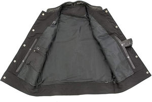 Chaleco y chaleco de cuero para montar en moto a prueba de viento para hombre más vendido, chaqueta de chaleco de cuero para hombre con logotipo personalizado - Product Image 4