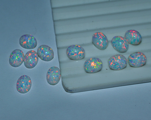 Cabujones de ópalo de laboratorio, lote de cabujones de ópalo de fuego calibrados en todos los tamaños disponibles, cabujón de ópalo suelto para fabricación de joyas - Product Image 5