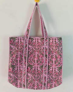 Sacs fourre-tout en coton indien traditionnel pour femmes cousus à la main Quilting floral grande épaule décontractée Shopping été automne - Product Image 3