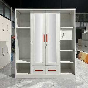 Armoire en acier pour la maison, chambre de bébé, armoire en acier à 4 portes, armoire en acier avec motif imprimé, porte coulissante, armoire en métal - Product Image 6