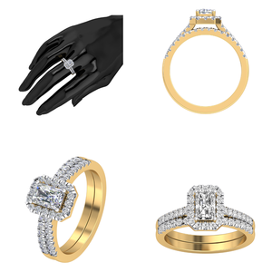 Anillo de boda de diamante cultivado en laboratorio de corte radiante de oro sólido de 18 quilates para mujer, 1 Cts VS Clarity EF Color IGI, compromiso de lujo certificado - Product Image 2