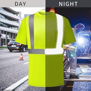 Venta al por mayor de ropa de trabajo personalizada de dos tonos de rayas reflectantes camisa de trabajo de seguridad de poliéster de secado rápido de alta visibilidad de manga corta - Product Image 6