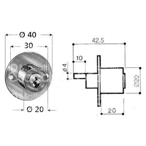 SERRURE à appliquer pour commodes, cylindre à goupille chromé, base en acier - Product Image 1